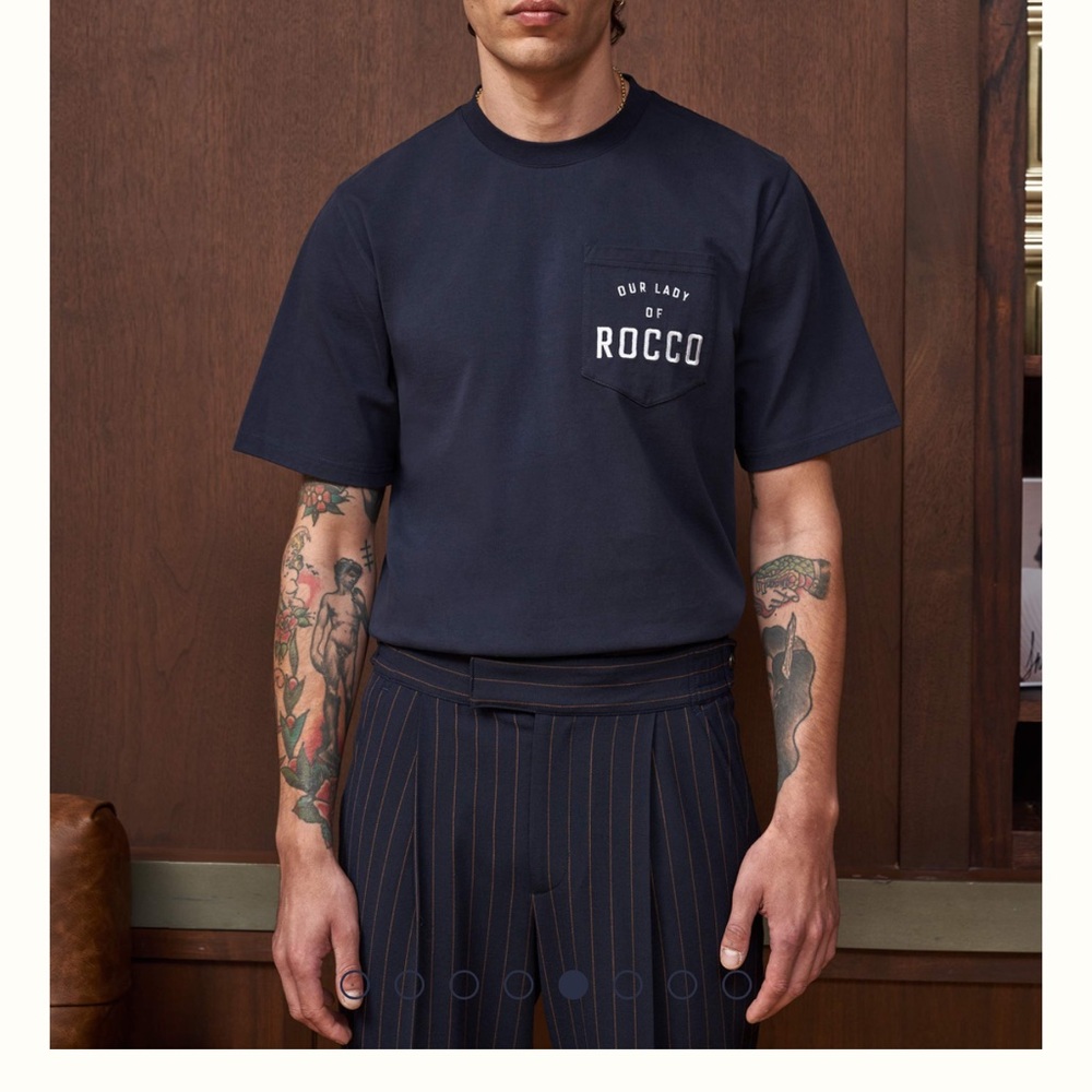 Carbone Our Lady of Rocco Navy Pocket Tee Mens Medium Rare Sold Out NYC - Picture 2 of 9